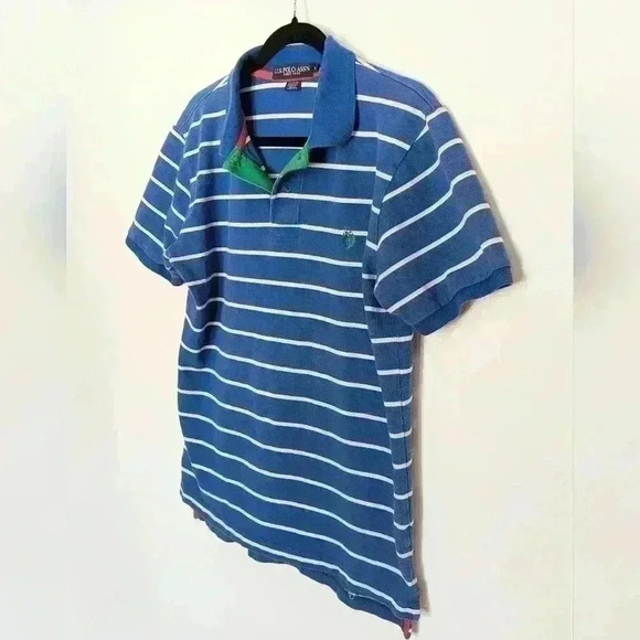 Men's Blue Striped Ralph Lauren Polo Assn Size M - Picture 1 of 7